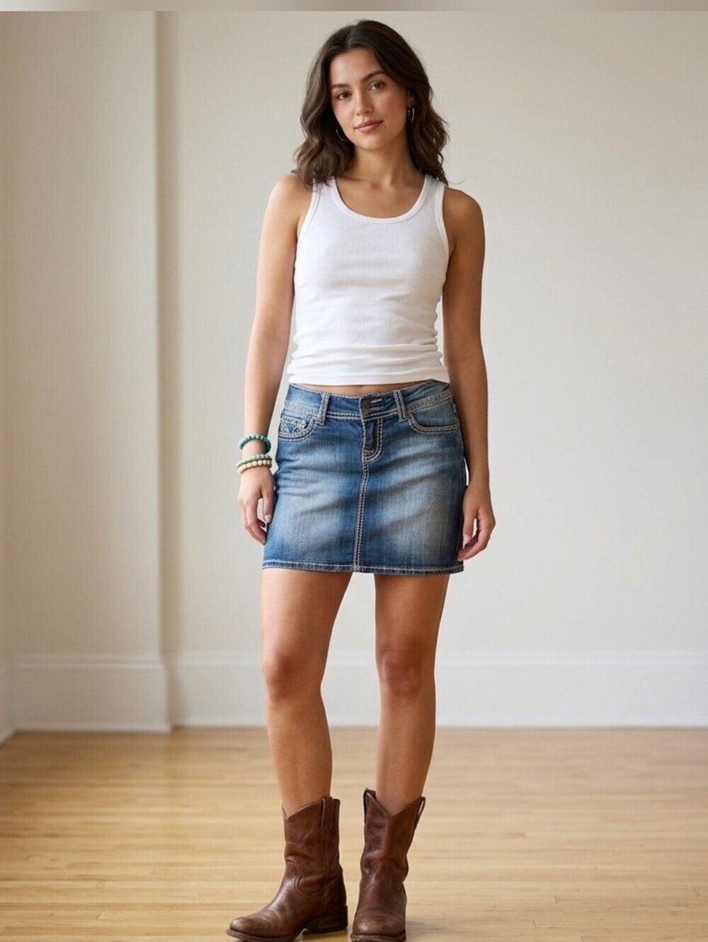 Vigoss Blue Washed Denim Mini Skirt